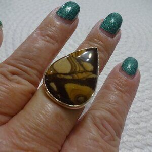 Natural AUSTRALIAN OUTBACK JASPER Handmade Sterling 925 RIng Size 9.25 #742C